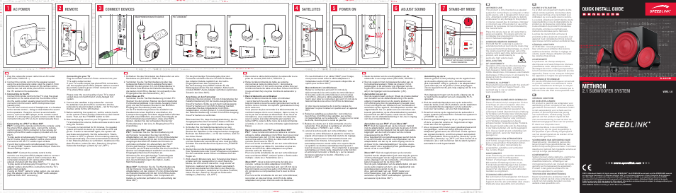 SPEEDLINK SL-8325-BK METHRON 2.1 Subwoofer System User Manual | 4 pages