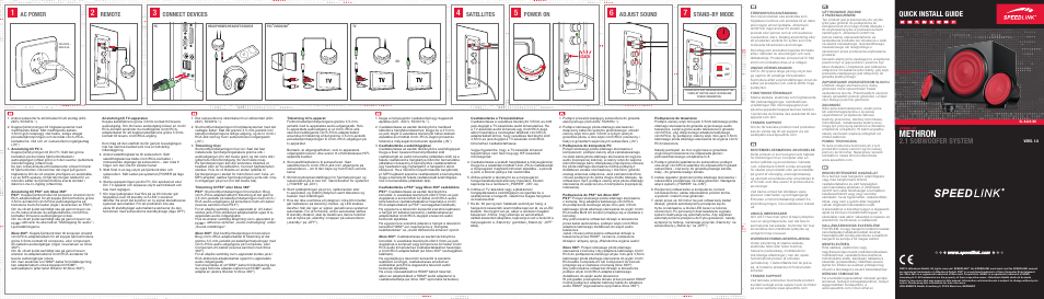 Methron, Quick install guide, 1 subwoofer system | Ac power, Stand-by mode, Click | SPEEDLINK SL-8325-BK METHRON 2.1 Subwoofer System User Manual | Page 3 / 4