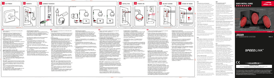 Jugger, Quick install guide, 1 subwoofer system | Ac power, Stand-by mode, Click | SPEEDLINK SL-8321-BK JUGGER 2.1 Subwoofer System User Manual | Page 3 / 4