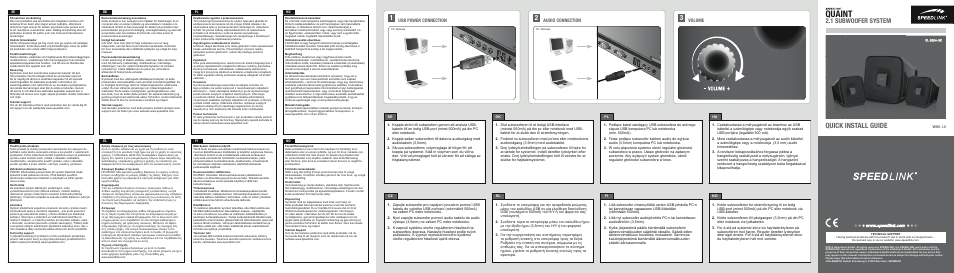 SPEEDLINK SL-8204-BK QUAINT 2.1 Subwoofer System User Manual | 2 pages