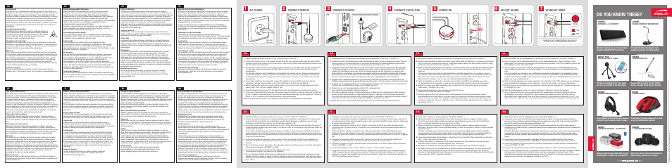Do you know these, Ac power, Connect remote | Connect satellites, Connect devices, Adjust sound, Power on, Stand-by mode | SPEEDLINK SL-8238-BK QUANUM 2.1 Subwoofer System User Manual | Page 2 / 2