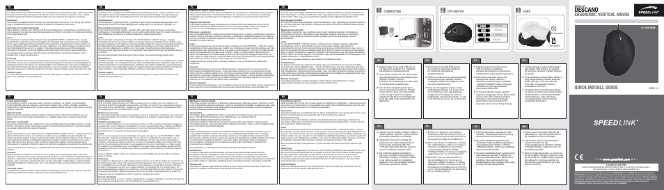 SPEEDLINK SL-6168-RRBK DESCANO Ergonomic Vertical Mouse - USB User Manual | 2 pages