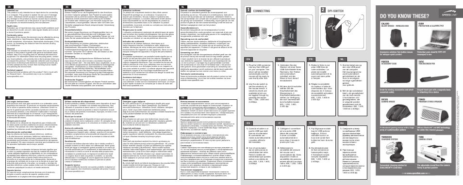 Connecting, Dpi-switch | SPEEDLINK SL-6102-GY AXON Desktop Mouse - USB User Manual | Page 2 / 2