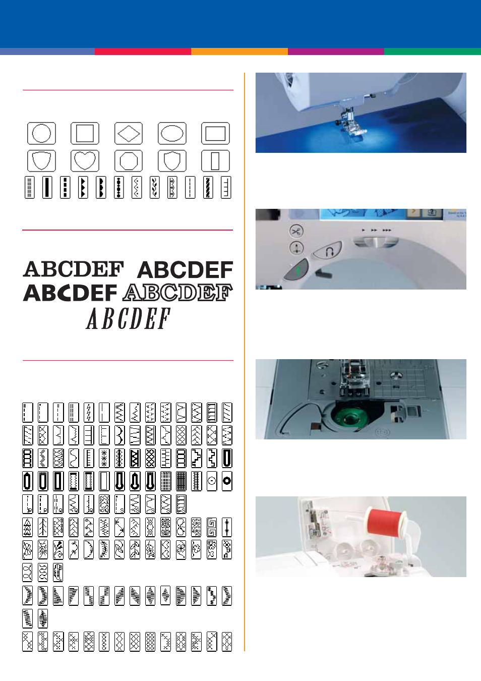 Easy-to-use, Patterned frame shapes 5 fonts in 3 sizes, Decorative stitches | Brother INNOVIS 500 User Manual | Page 6 / 8