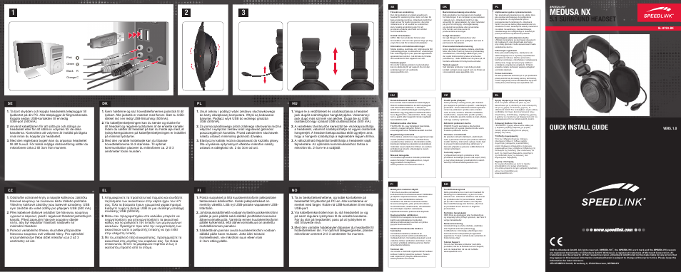 SPEEDLINK SL-8793-BK MEDUSA NX 5.1 Surround Headset User Manual | 2 pages