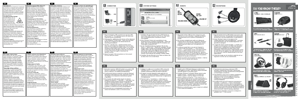 Connection, Microphone system settings remote | SPEEDLINK SL-8776-BK-01 THEBE Stereo Headset - USB User Manual | Page 2 / 2