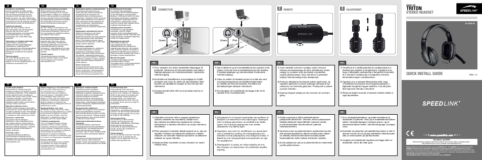 SPEEDLINK SL-8746-SV TRITON Stereo Headset User Manual | 2 pages