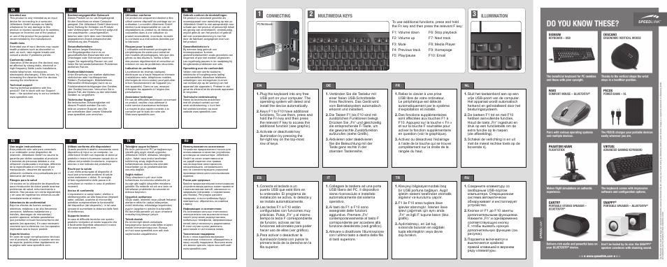 Multimedia keys connecting, Illumination | SPEEDLINK SL-6483-IBK LITHOS Illuminated Scissor Keyboard User Manual | Page 2 / 2