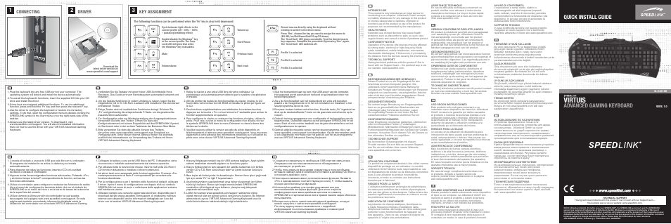 SPEEDLINK SL-6481-BK VIRTUIS Advanced Gaming Keyboard User Manual | 2 pages