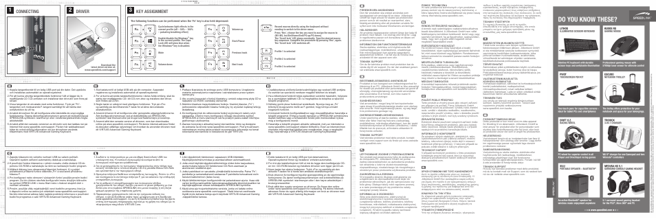Connecting, Driver, Key assignment | SPEEDLINK SL-6481-BK VIRTUIS Advanced Gaming Keyboard User Manual | Page 2 / 2