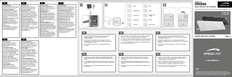 SPEEDLINK SL-6455 VERDANA Multimedia Keyboard User Manual | 2 pages