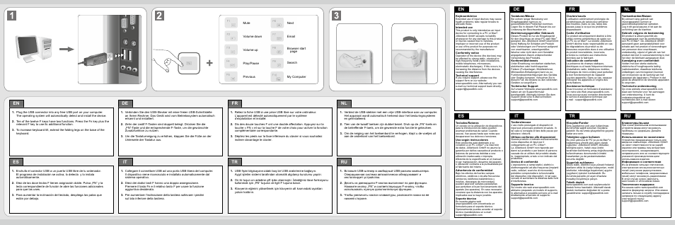 It tr de es fr en es | SPEEDLINK SL-6455 VERDANA Multimedia Keyboard User Manual | Page 2 / 2