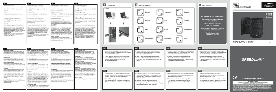 SPEEDLINK SL-6402 RUGG Flexible Silicone Keyboard User Manual | 2 pages