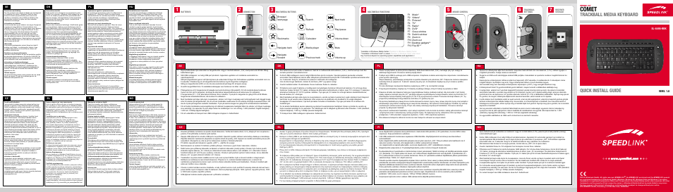 SPEEDLINK SL-6495-RBK COMET Trackball Media Keyboard User Manual | 2 pages