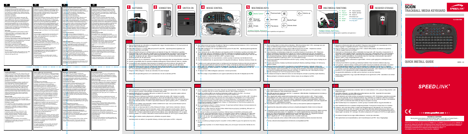 SPEEDLINK SL-6494-RBK SCION Trackball Media Keyboard User Manual | 2 pages