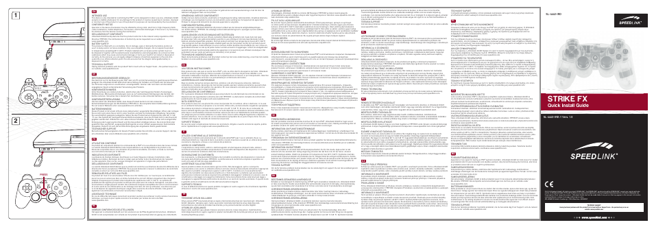 SPEEDLINK SL-4443-IRD STRIKE FX Wireless Gamepad - Illuminated - for PS3 User Manual | 2 pages