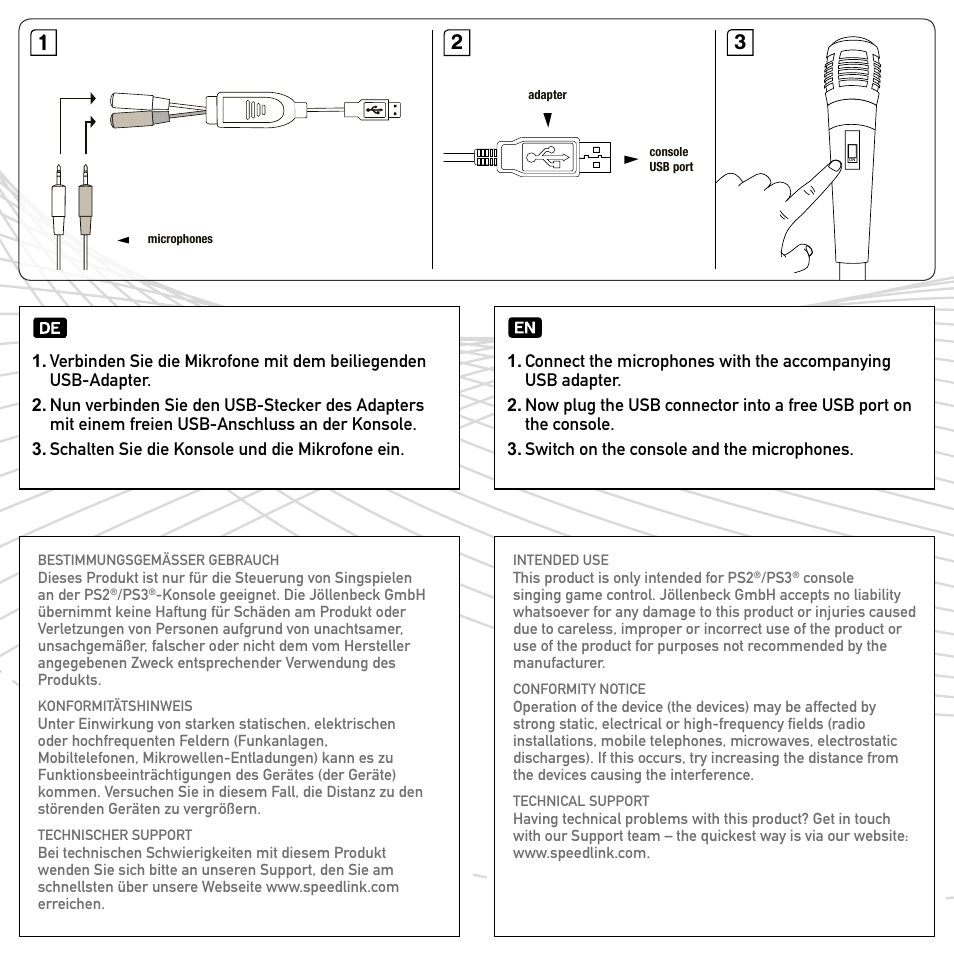 SPEEDLINK SL-4473-DSDS Mikrofon Set - for PS3/PS2 User Manual | Page 2 / 2