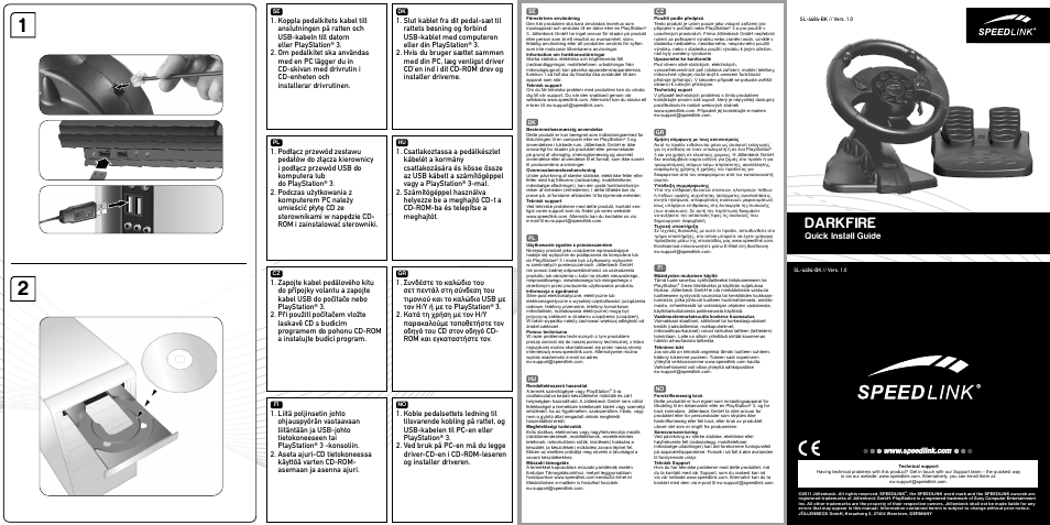 SPEEDLINK SL-4484-BK DARKFIRE Racing Wheel - for PS3/PC User Manual | 2 pages