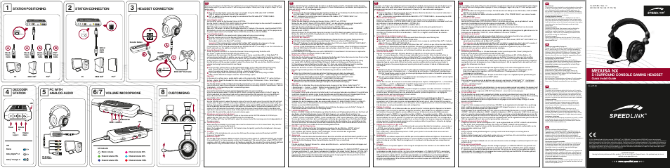 SPEEDLINK SL-4477-BK MEDUSA NX 5.1 Surround Console Gaming Headset - for PS3/Xbox 360/PC User Manual | 4 pages
