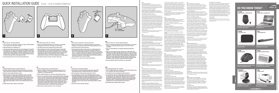 Quick installation guide, Do you know these, Pulse – play & charge power kit | Arcus, Tatic, Twindock, Porter, Calado, Decus, Tork | SPEEDLINK SL-2510-BK PULSE Play & Charge Power Kit - for Xbox One User Manual | Page 2 / 2