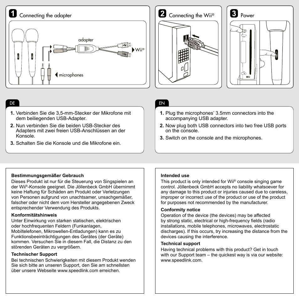 SPEEDLINK SL-3473-DSDS Mikrofon Set - for Wii U/Wii User Manual | Page 2 / 2