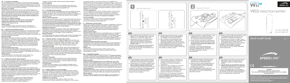 SPEEDLINK SL-3413-BAT-BK VIELD Induction Battery - for Wii U/Wii User Manual | 2 pages