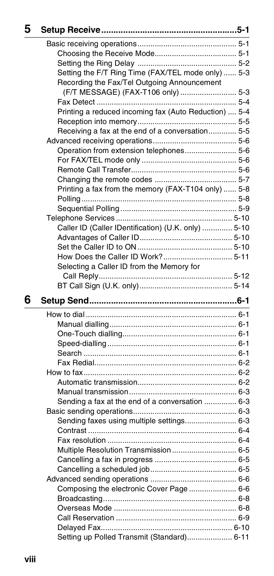 Brother FAX-T104 Series User Manual | Page 10 / 120