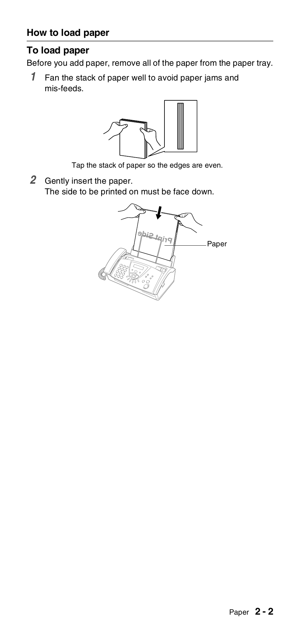 How to load paper, How to load paper -2 | Brother FAX-T104 Series User Manual | Page 27 / 120