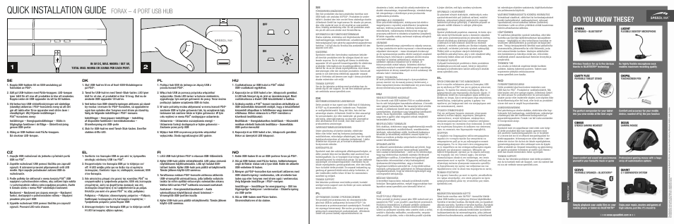 Quick installation guide, Forax – 4 port usb hub | SPEEDLINK SL-4507-BK FORAX 4 Port USB Hub - for PS4 User Manual | Page 2 / 2
