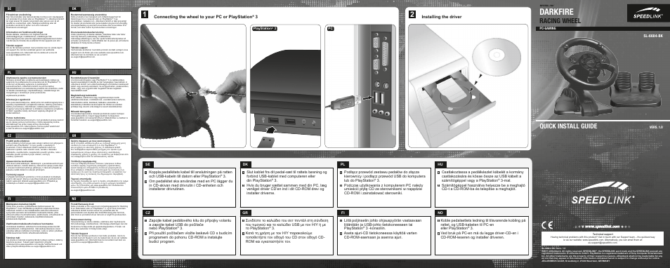 SPEEDLINK SL-6684-BK DARKFIRE Racing Wheel for PC & PS3 User Manual | 2 pages