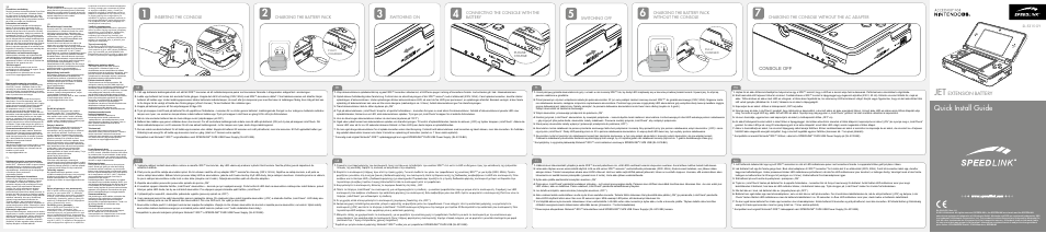 SPEEDLINK SL-5315-GY JET Extension Battery - for N3DS User Manual | 2 pages