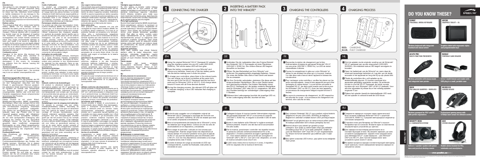 Do you know these, Fr tr nl ru it de en es, Charging the controllers charging process | SPEEDLINK SL-3416 TRIDOCK 3-in-1 Charger - for Wii U User Manual | Page 2 / 2
