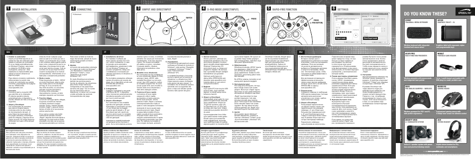 Do you know these, Driver installation, Connecting | D-pad mode (directinput), Xinput and directinput, Rapid-fire function, Settings, Gravity veos, Acute pro, Kudos rs | SPEEDLINK SL-6556-BK XEOX Pro Analog Gamepad - USB User Manual | Page 2 / 4