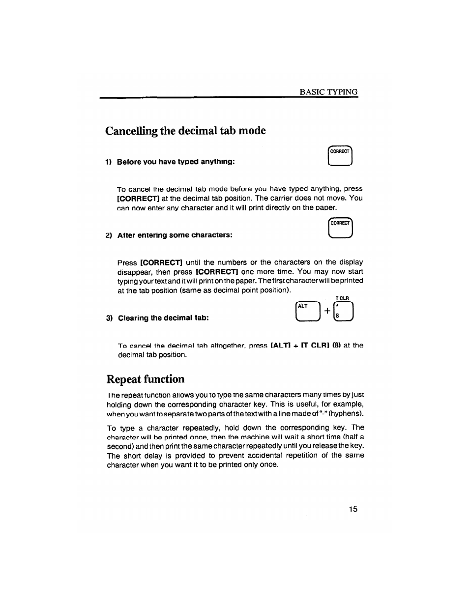 Cancelling the decimal tab mode, Repeat function | Brother SX-4000 User Manual | Page 17 / 54