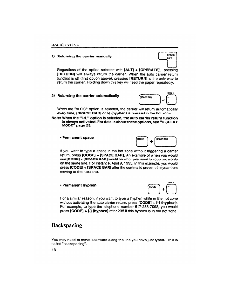 Backspacing | Brother SX-4000 User Manual | Page 20 / 54