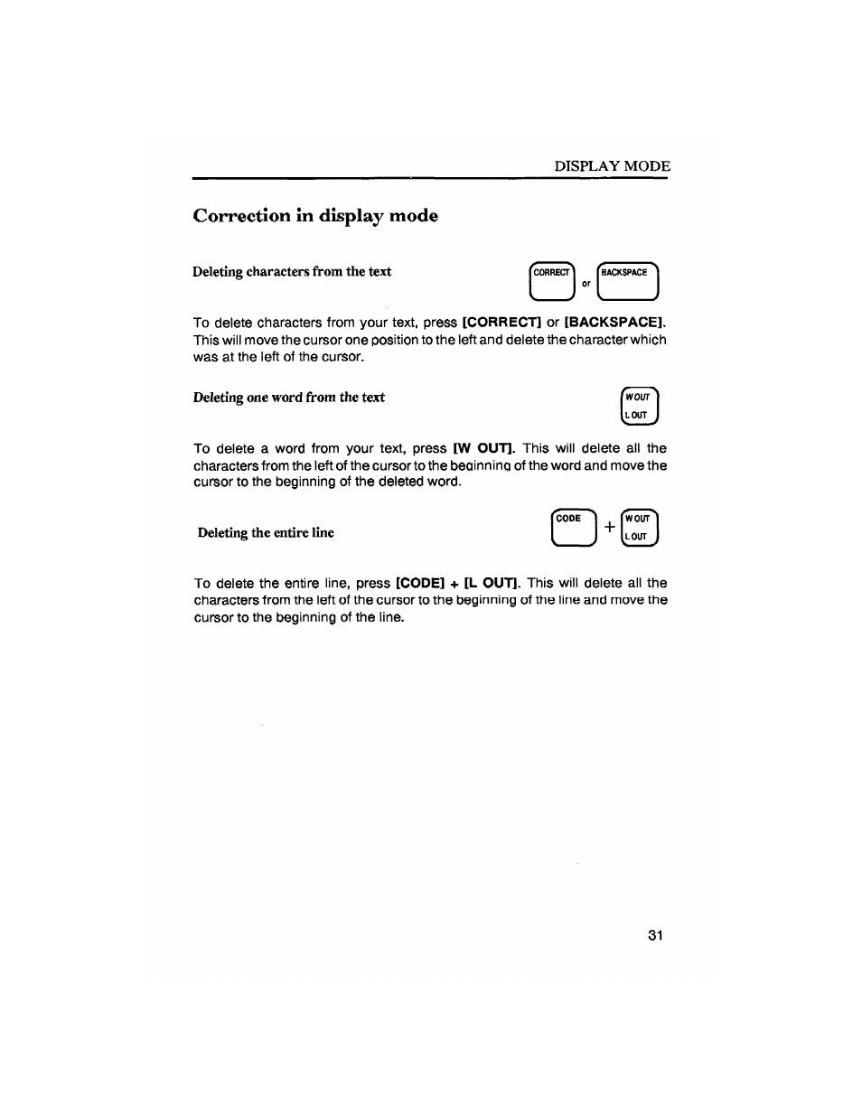 Correction in display mode, Wout | Brother SX-4000 User Manual | Page 33 / 54