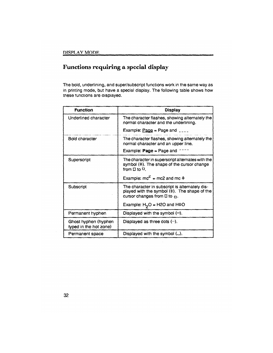 Functions requiring a special display | Brother SX-4000 User Manual | Page 34 / 54