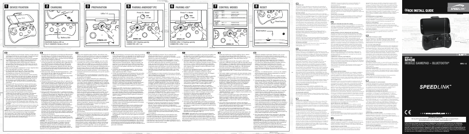 SPEEDLINK SL-6590-BK MYON Mobile Gamepad - Bluetooth User Manual | 2 pages