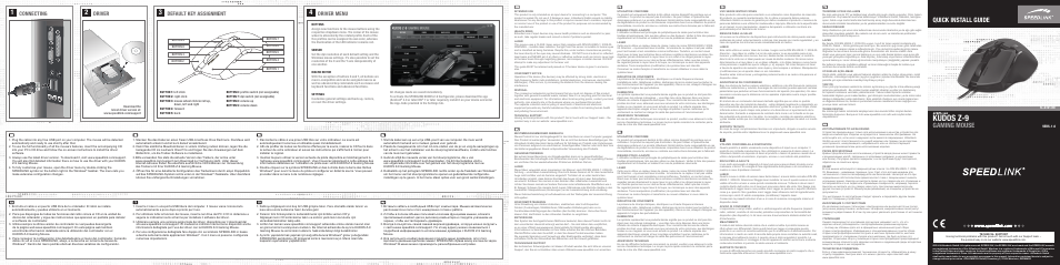 SPEEDLINK SL-6391-RD KUDOS Z-9 Gaming Mouse User Manual | 2 pages