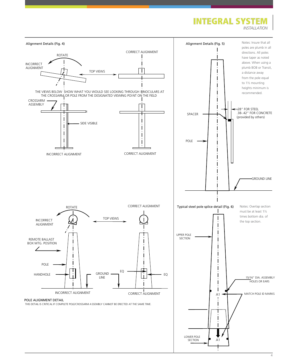 Integral system, Typical steel pole splice detail (fig. 6) | Sportsliter Solutions Integral System User Manual | Page 5 / 10