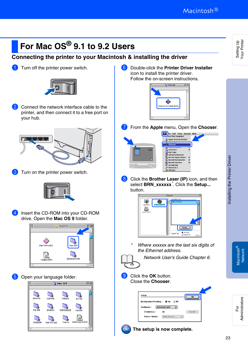 For mac os® 9.1 to 9.2 users, For mac os, 1 to 9.2 users | Brother HL 2040 User Manual | Page 25 / 30