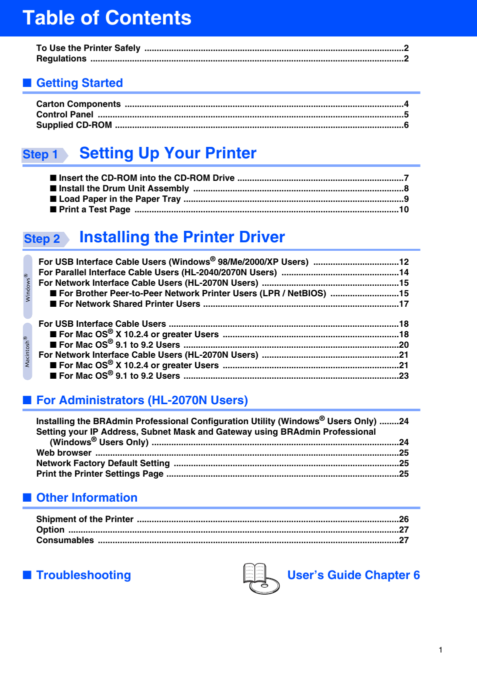 Brother HL 2040 User Manual | Page 3 / 30