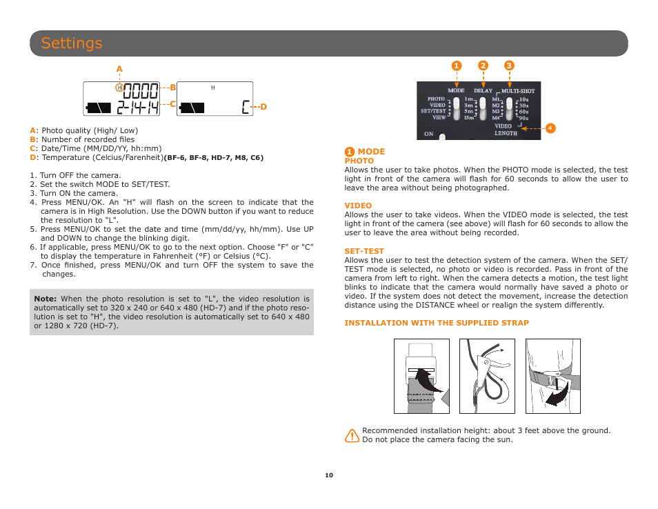 Settings, Ap included (p.10), P.10 | A (p.10) | SPYPOINT C6 User Manual User Manual | Page 10 / 28