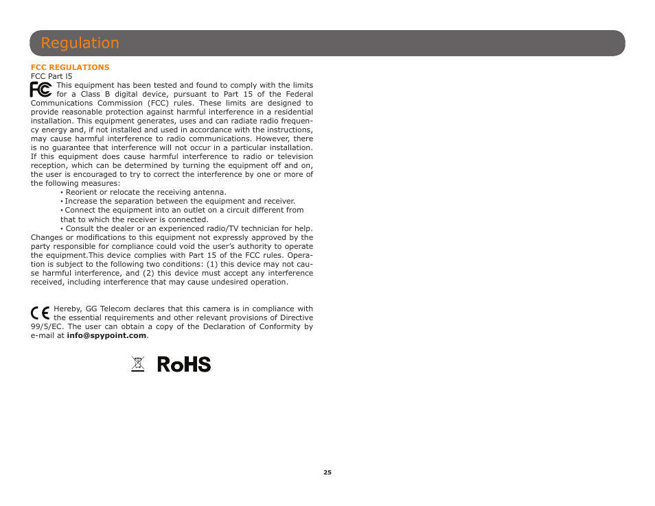 Regulation | SPYPOINT C6 User Manual User Manual | Page 25 / 28