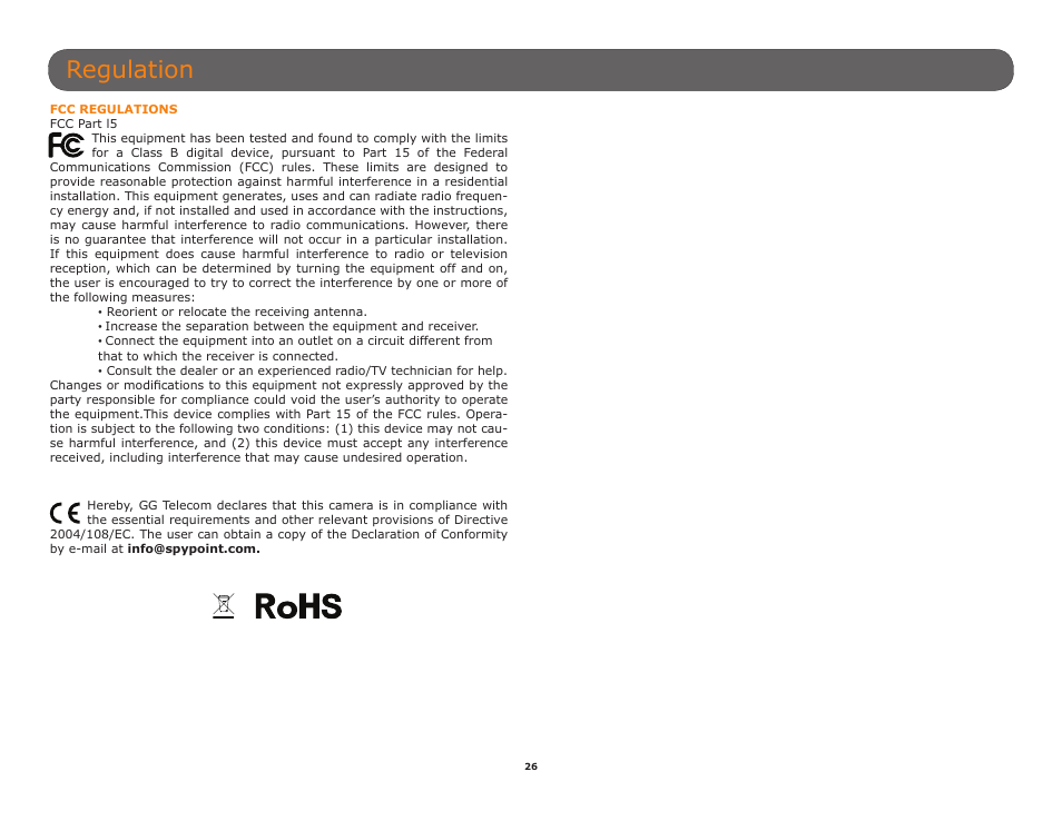 Regulation | SPYPOINT C6 User Manual User Manual | Page 26 / 28