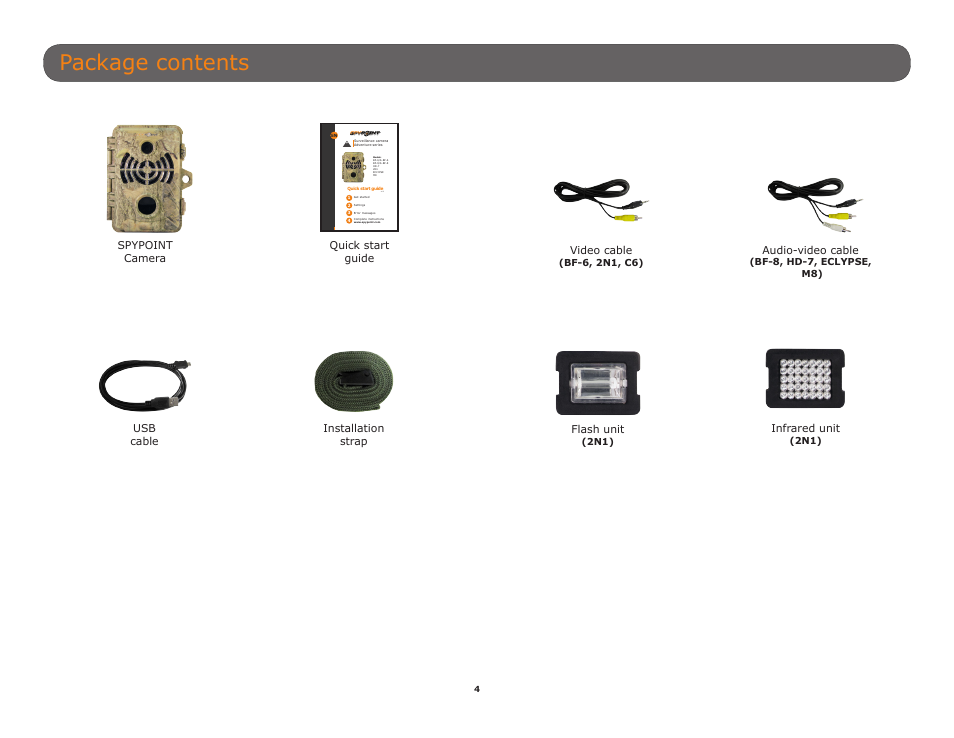 Package contents | SPYPOINT C6 User Manual User Manual | Page 4 / 28