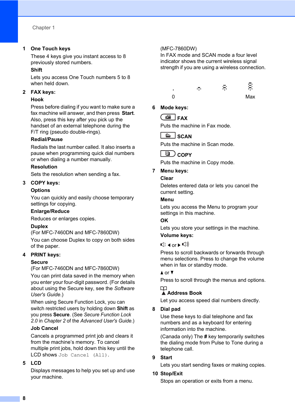 Brother MFC 7860DW User Manual | Page 24 / 162