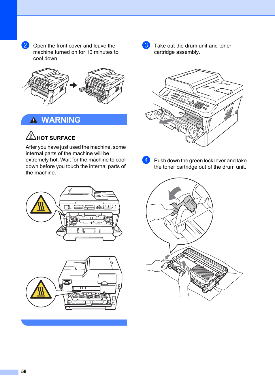 Warning | Brother MFC 7860DW User Manual | Page 74 / 162