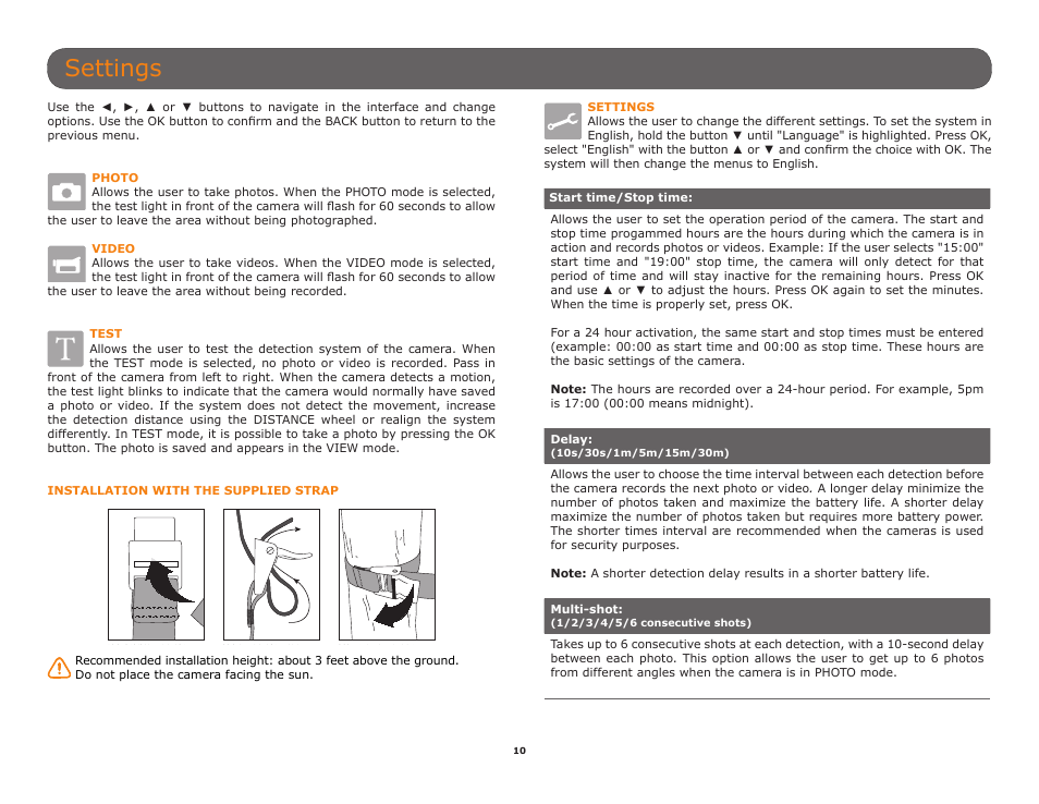 Settings, P.10, A (p.10) | SPYPOINT BF-10HD User Manual User Manual | Page 10 / 24