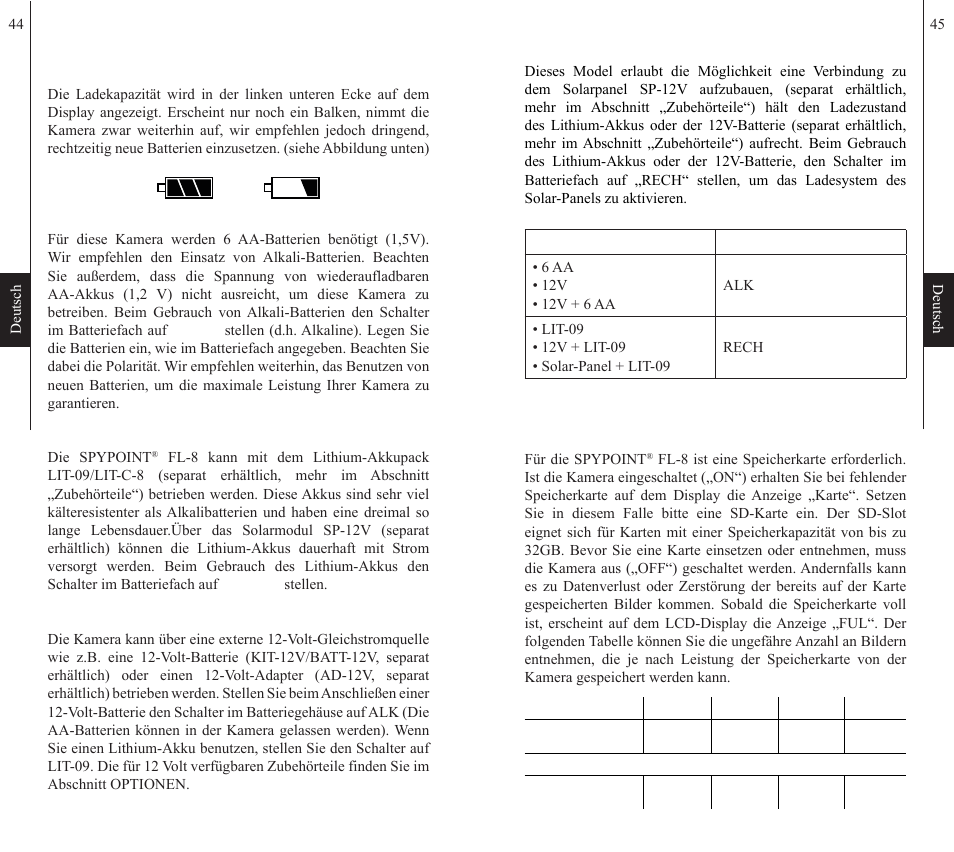 Stromversorgung, Speicherkarte | SPYPOINT FL-8 User Manual | Page 23 / 29